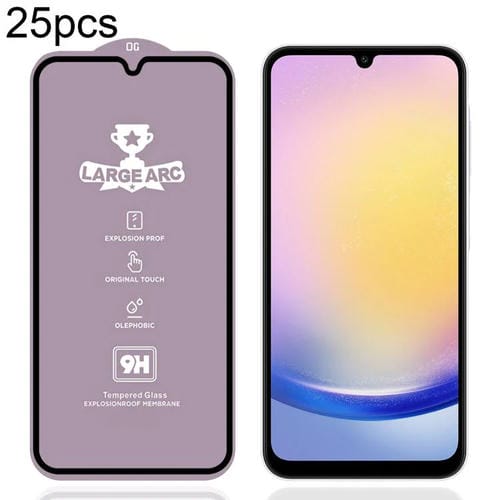 PelĂcula de vidrio templado de arco grande de aluminio de alta resistencia, 25 unidades, 9H, 0,4 mm, para Samsung Galaxy A25 4G