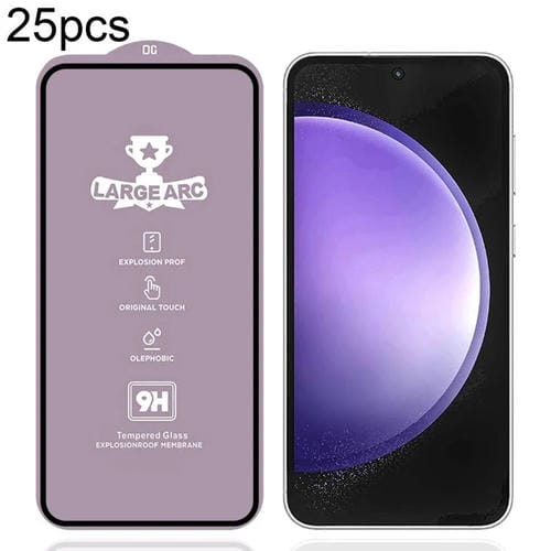 Película de vidrio templado de arco grande de aluminio de alta resistencia, 25 unidades, 9H, 0,4 mm, para Samsung Galaxy S23 FE 5G
