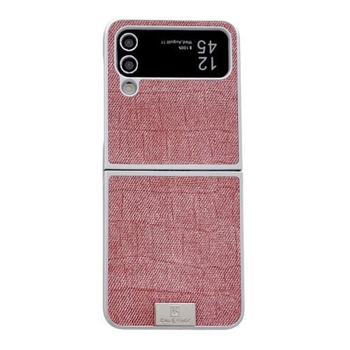 Funda de poliuretano y policarbonato con marco plateado para Samsung Galaxy Z Flip4 5G (rosa)