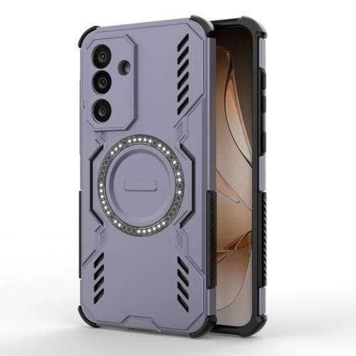 Funda con anillo magnético MagSafe para Samsung Galaxy M56 5G Butterfly Armor, a prueba de golpes (morado)