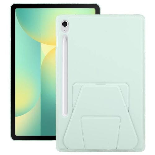 Funda plegable magnética de cuero acrílico para Samsung Galaxy Tab S10 FE/S9 (verde claro)