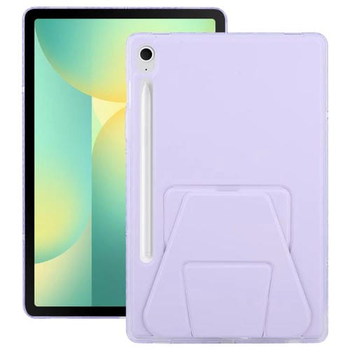 Funda plegable con soporte magnético y parte trasera de cuero acrílico para Samsung Galaxy Tab S10 FE/S9 (morado)
