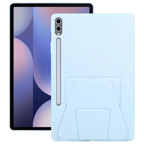 Funda plegable con soporte magnético y parte trasera de cuero acrílico para Samsung Galaxy Tab S10+/S9+ (azul cielo)