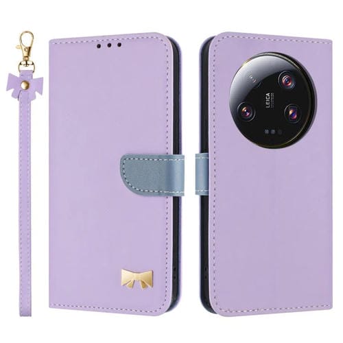 Funda de cuero con lazo metálico y correa para Xiaomi 13 Ultra (morado)