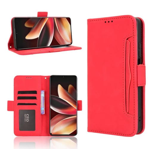 Funda de piel con textura de becerro y ranuras para tarjetas para Meizu Note 16 5G (roja)