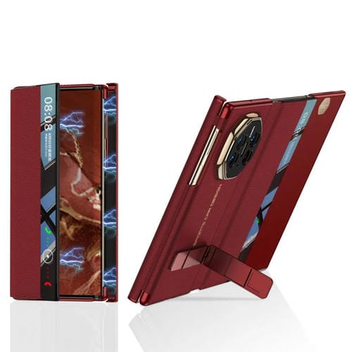 Funda plegable magnética GKK para Huawei Mate XT Ultimate con soporte giratorio ranurado (roja)