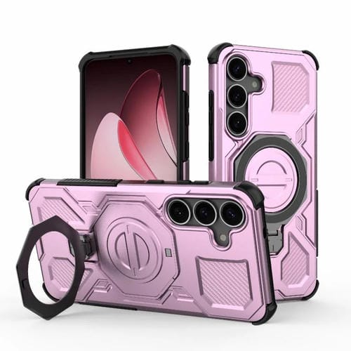 Funda magnética de TPU y PC MagSafe de color sólido para Samsung Galaxy S25+ 5G J-20 (rosa)