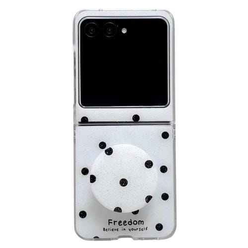 Funda para Motorola Razr 60 con diseño de puntos brillantes y soporte (blanca)