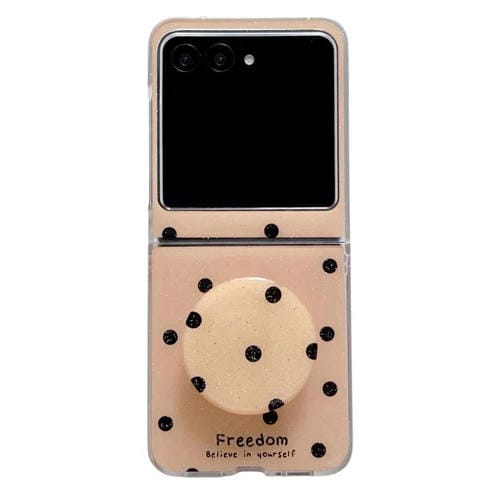 Funda para Motorola Razr 60 con diseño de puntos brillantes y soporte (dorada)