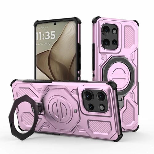 Funda magnética de TPU y PC MagSafe de color sólido para Motorola Edge 50 5G Global J-20 (rosa)