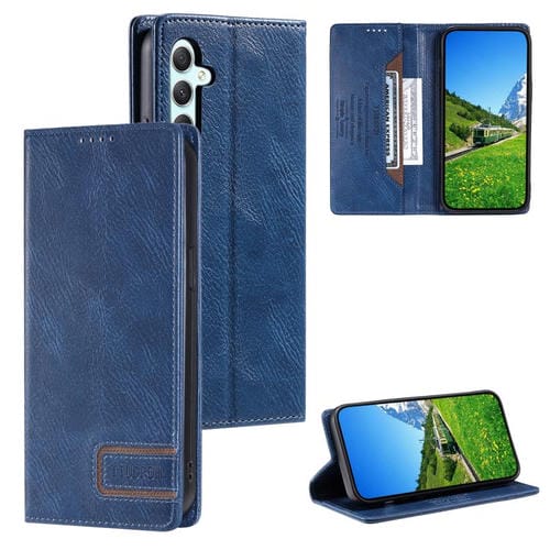 Funda de cuero magnético con textura retro RFID TTUDRCH para Samsung Galaxy A17 5G (azul)