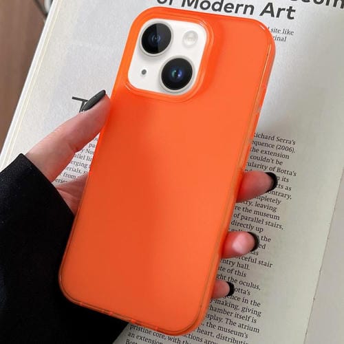Funda de TPU transparente y cómoda para iPhone 14 Plus (naranja)