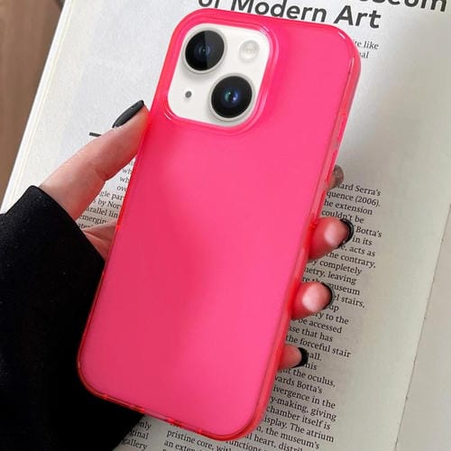 Funda de TPU transparente y cómoda para iPhone 14 Plus (rosa roja)