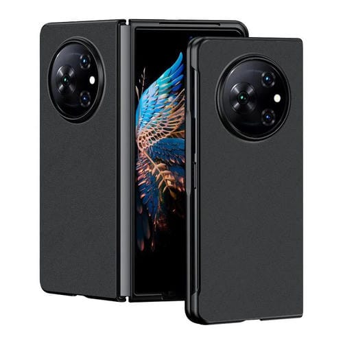 Funda ultrafina de piel lisa para Tecno Phantom V Fold (negra)