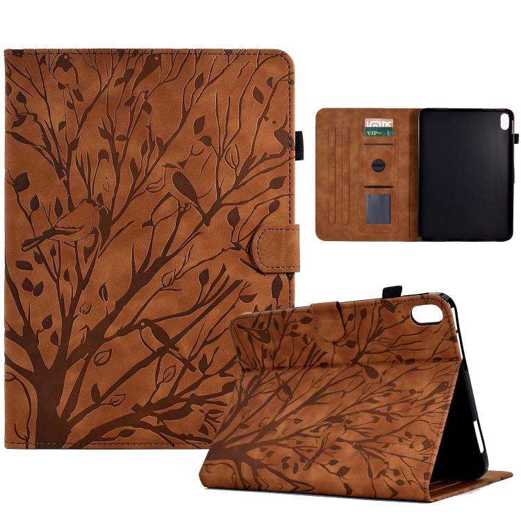Funda de cuero con relieve "Fortune Tree" para Xiaomi Redmi Pad 2 (marrón)