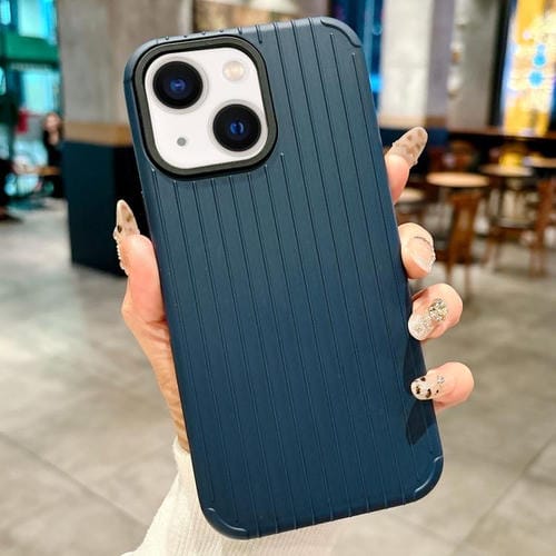 For iPhone 14 Plus Luggage-Inspired Design MagSafe Full Coverage Phone Case(Dark Blue)