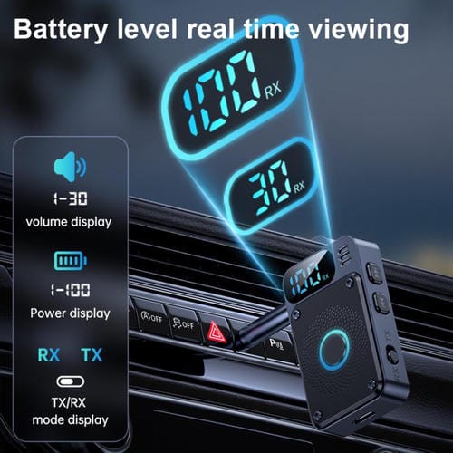 Adaptador de audio inalámbrico JS2 2 en 1 para coche, receptor y transmisor de audio de 3,5 mm (negro)