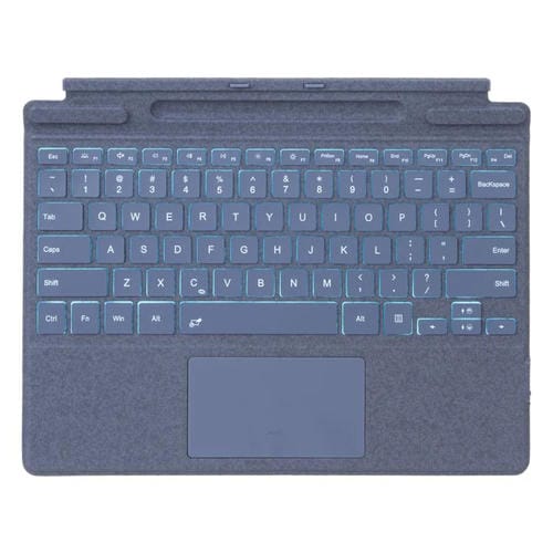 Teclado Bluetooth con panel táctil y retroiluminación de un solo color para Microsoft Surface Pro 9/10/11/12 (azul)