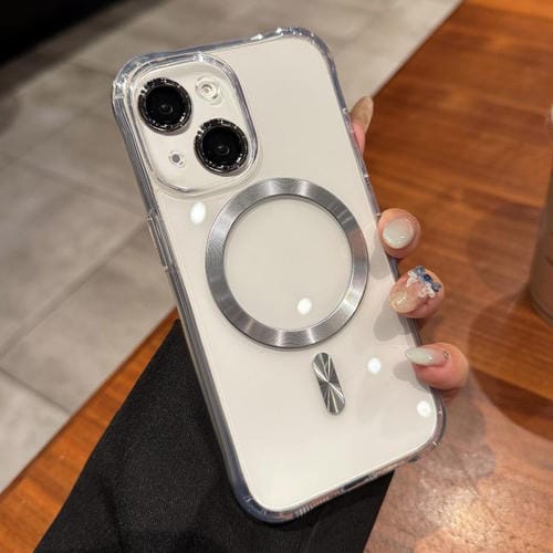 Funda de acrílico transparente MagSafe para iPhone 15 (plateada)
