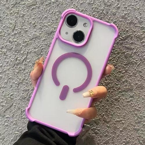 Funda MagSafe semitransparente con tacto esmerilado para iPhone 15 (morado)