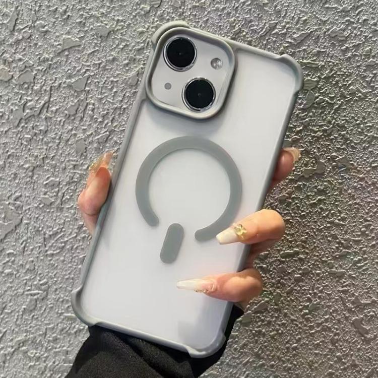 Funda MagSafe semitransparente con tacto esmerilado para iPhone 15 Plus (gris)