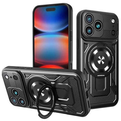 Funda protectora con soporte giratorio MagSafe para iPhone 17 Pro Max (negra)