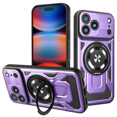 Funda protectora con soporte giratorio MagSafe para iPhone 17 Pro Max (morado)