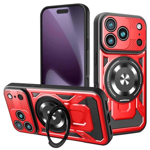 Funda protectora con soporte giratorio MagSafe para iPhone 17 Pro (roja)