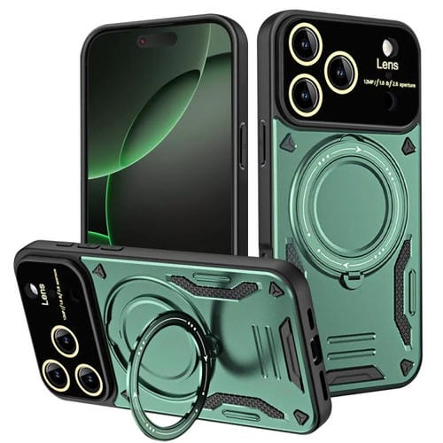 Funda con soporte MagSafe para iPhone 17 Pro con ventana grande (verde)