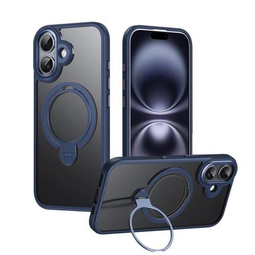 Funda magnética MagSafe de doble anillo para iPhone 17 (azul mate)