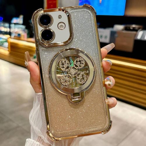 Funda con soporte giratorio para iPhone 11 con purpurina degradada (dorada)