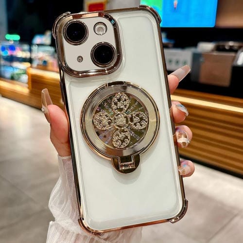 Funda con soporte para peonza para iPhone 14 (dorado desierto)