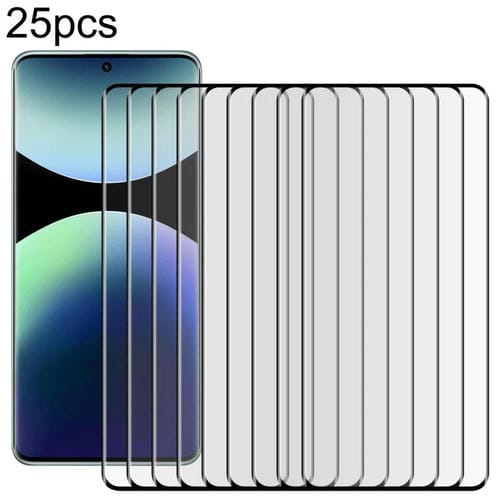 Película de vidrio templado con borde curvo 3D 9H HD, 25 unidades, para Xiaomi Redmi Note 14 Pro 5G/4G (negro)