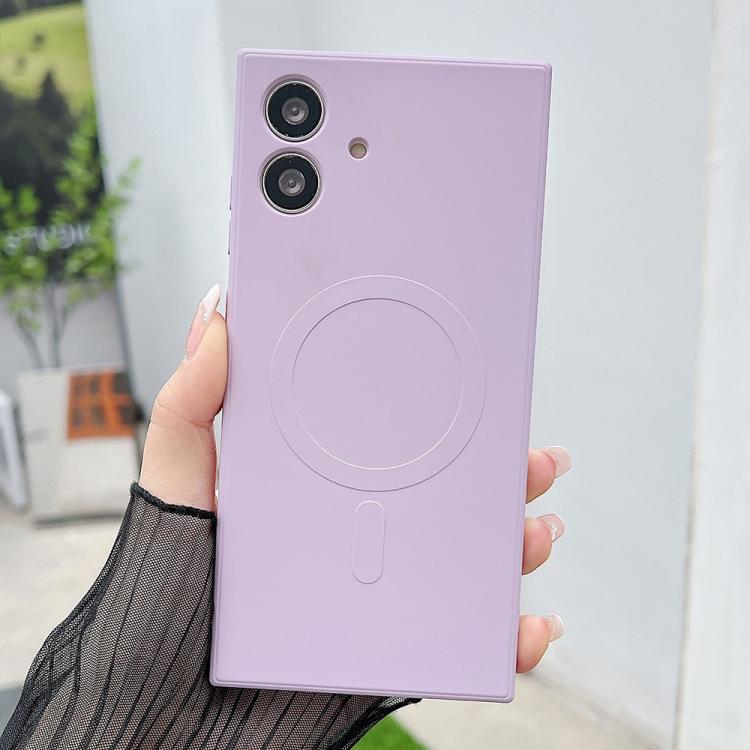 Funda magnética MagSafe de silicona líquida de color sólido para Samsung Galaxy A05 (morado hierba)