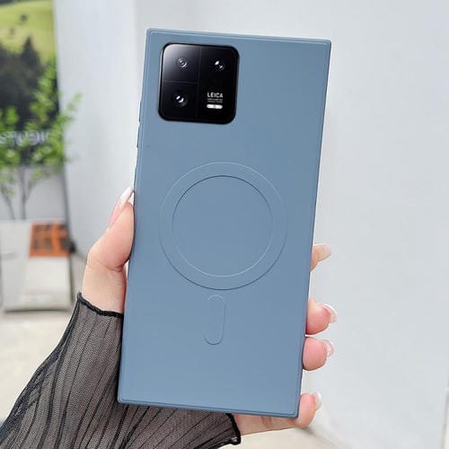 Funda magnética MagSafe de silicona líquida de color sólido para Xiaomi 13 Pro (gris lavanda)