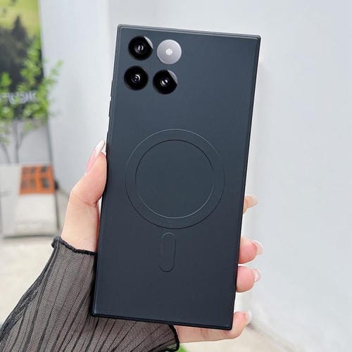 Funda magnética MagSafe de silicona líquida de color sólido para Xiaomi 14 (negra)