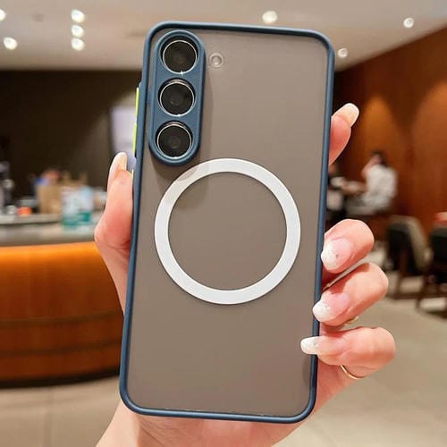 Funda MagSafe con diseño de ojo de águila y textura para Samsung Galaxy S21+ 5G (azul rey)