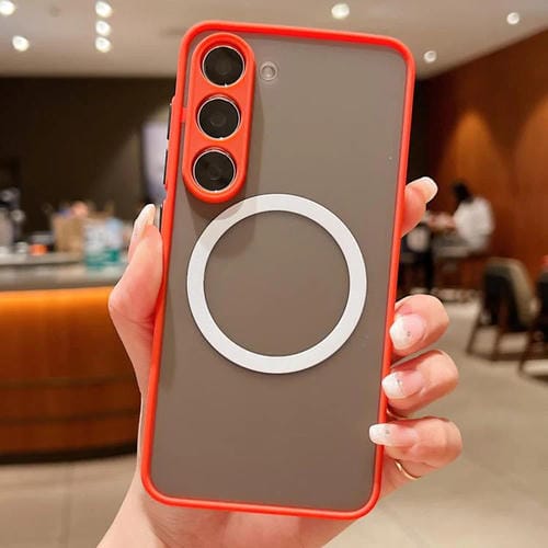 Funda MagSafe con diseño de ojo de águila y tacto suave para Samsung Galaxy S22 5G (roja)