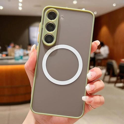 Funda MagSafe con diseño de ojo de águila y textura para Samsung Galaxy S22+ 5G (verde militar)