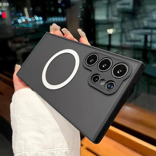 Funda MagSafe con diseño de ojo de águila y textura para Samsung Galaxy S23 Ultra 5G (negra)