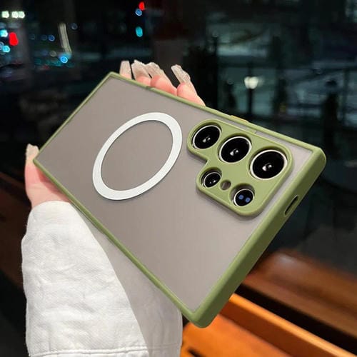 Funda MagSafe con diseño de ojo de halcón para Samsung Galaxy S25 Ultra 5G (verde militar)
