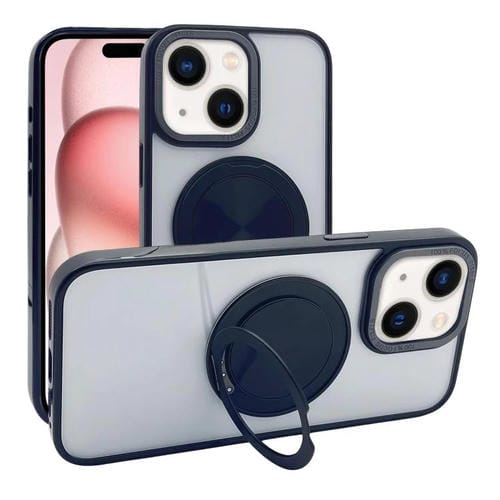 Funda MagSafe semitransparente con rotación de 360 grados para iPhone 15 (negra)