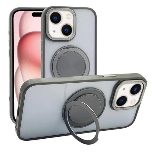 Funda MagSafe semitransparente con rotación de 360 grados para iPhone 15 (gris)