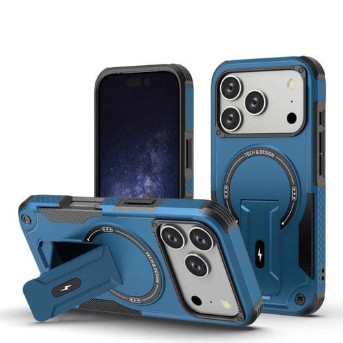 Funda híbrida de TPU y PC con soporte Magsafe para iPhone 17 Pro (azul oscuro)