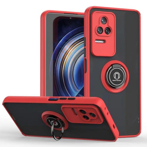 Funda de TPU + PC con anillo para Redmi K50 Q Shadow 1 Series (roja)
