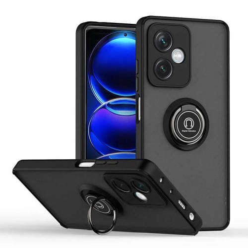 Funda de TPU + PC con anillo para Redmi Note 12 5G Global Q Shadow 1 Series (Negro + Negro)