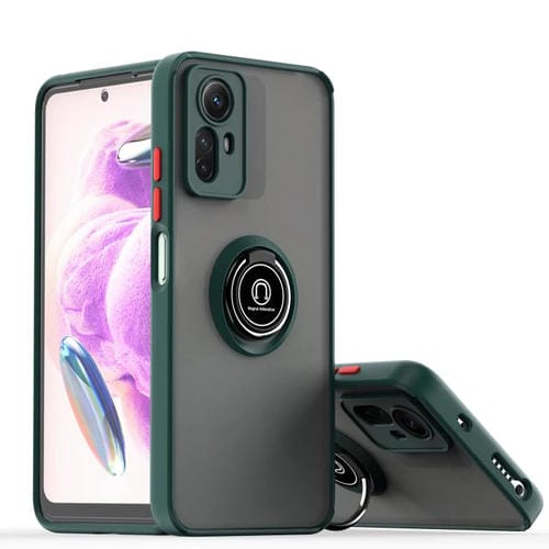 Funda de TPU + PC con anillo para Redmi Note 12 Turbo / Poco F5 Q Shadow 1 Series (verde oscuro)