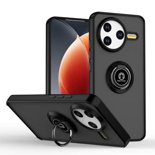 Funda de TPU + PC con anillo para Redmi K80 / Poco F7 Pro Q Shadow 1 Series (Negro + Negro)