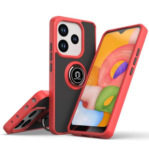 Funda de TPU + PC con anillo para Redmi Note 14 4G (163,25 mm) Serie Q Shadow 1 (Rojo)