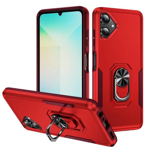 Funda Pioneer Armor de PC y TPU resistente con soporte para Samsung Galaxy A06 4G/5G (rojo y rosa)